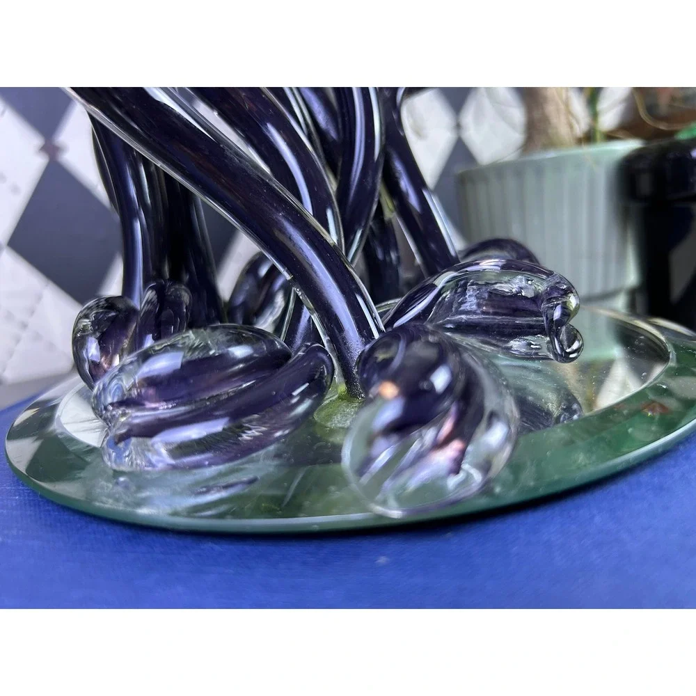 Sculptural Art Glass Menorah Handblown Candleholder Michael Hudson